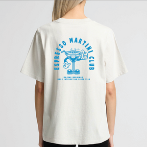 Womans Espresso Martini Club T-Shirt - Bone - Peacock Blue