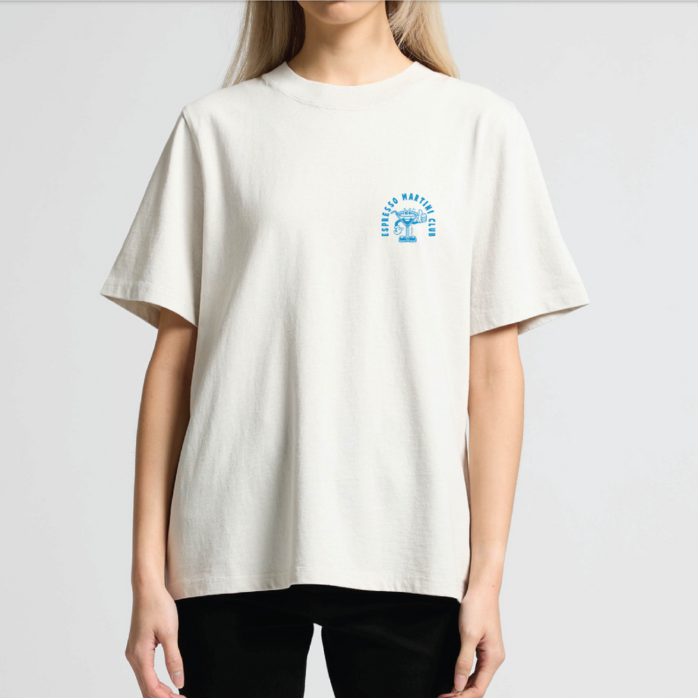 Womans Espresso Martini Club T-Shirt - Bone - Peacock Blue